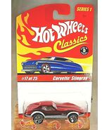 Hot Wheels Classics Series 1 17/25 CORVETTE STINGRAY Red w/GDYR Chrome 5 Sp - $10.00