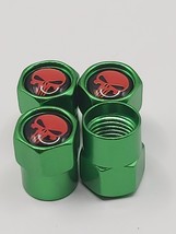Set of 4 Green Punisher Tire Valve Stem Caps For Car, Standard Fitting #98 - $6.75