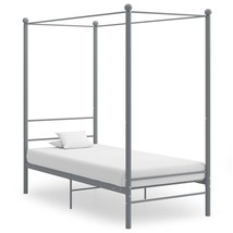 Canopy Bed Frame Grey Metal 100x200 cm - £55.57 GBP