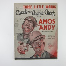 Sheet Music Three Little Words Check and Double Check Amos N Andy Vintage 1930 - £7.70 GBP