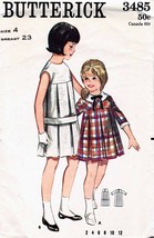 Child's DRESSES Vintage 1960's/70s Butterick Pattern 3485 Size 4 - $12.00