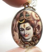 Lord Shiva Mahadev Om pendant blessed 1980s necklace Mahadeva great God Rudra Hi - £28.93 GBP