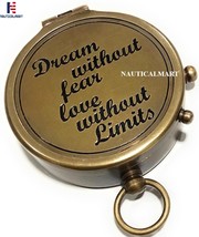 Brass Compass Dream without fear love without limits Engraving Compass Christmas - £31.16 GBP