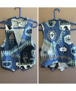 Vintage Nevada Blue Aztec Tribal Vest Indian Head Buttons Women’s Sz Sma... - $40.94 CAD