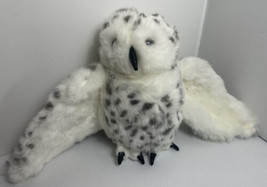Folkmanis White Spotted Snow Owl Plush Full Body Hand Puppet Rotating He... - $13.55
