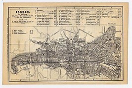 1897 Original Antique City Map Of Barmen (Wuppertal) Germany - $25.27