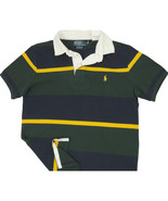 NEW Polo Ralph Lauren Rugby Style Polo Shirt! M Navy &amp; Green Stripe Cust... - $49.99