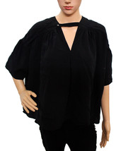 Isabel Marant Etoile Women&#39;s Casual V-neck Cupro Black Blouse Top Size 36 - $96.94
