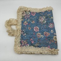 Quilted Floral Handmade Project Bag Travel Vintage 80s Pockets Pincushion - $19.79