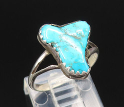 NAVAJO 925 Silver - Vintage Inlaid Turquoise Abstract Ring Sz 5.5 - RG25529 - $67.45