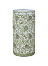 Green and White Twisted Lotus Porcelain Umbrella Stand 18&quot; - £231.01 GBP