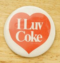 Vintage Pinback Button I Luv Coke Promo Heart Coca Cola Soda Pop Adverti... - $12.86