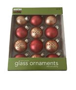 Martha Stewart Everyday Glass Ornaments Set 12 Red Gold Christmas Balls ... - $19.80