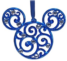 Disney Parks Mickey Mouse Icon Biue Color Filigree  Ornament with Faux G... - $618.81 MXN