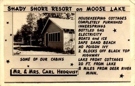 Real Photo Advertising POSTCARD- Shady Shore Resort On Moose Lake, Minn BK61 - £3.87 GBP