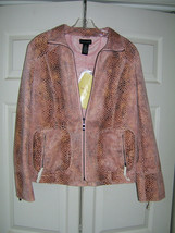 Dialogue QVC Snake Skin Style Pink Ladies Zip Front Jacket Medium (NWT) - £31.34 GBP
