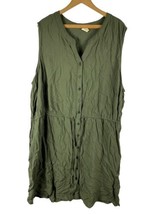 Faded Glory Dress Size 4X Shirt Dress Button Down Military Green Casual ... - $22.09