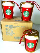 Starbucks 3 Christmas Ornament Red Cup 2017 in Brand Box with Sku ,New - £159.37 GBP