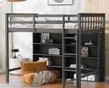 Wooden With 8 Open Storage Shelves And Built-In Ladder, Solid Wood Bedfr... - $684.99