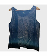 DKNY Women’s XL Sequin Tank Top – Black Sleeveless Party / Cocktail Shirt - $342.39 MXN
