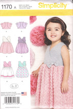 Simplicity Pattern 1170 Toddler Dress Cross Over Bodice  Sizes 1/2 - 4 Uncut New - £3.95 GBP