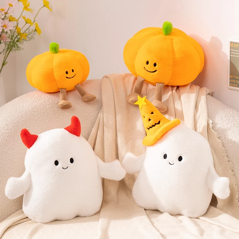 Halloween Pumpkin Ghost Dolls Kawaii Anime Devil with Hat Pillow Party Holiday D - $44.55