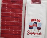 Set of 2 Different Embroidered Towels (16&quot;x26&quot;) PATRIOTIC, HELLO SUMMER ... - $14.84