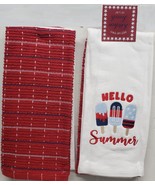 Set of 2 Different Embroidered Towels (16&quot;x26&quot;) PATRIOTIC, HELLO SUMMER ... - £11.72 GBP