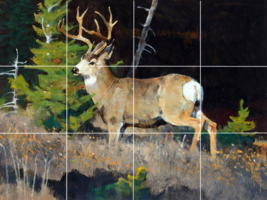 deer nature wildlife at night moose deer accent ceramic tile mural backs... - £47.58 GBP+