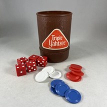 Triple Yahtzee Brown Shaker Cup Dice Chips Replacement Game Parts Pieces Vintage - £5.19 GBP