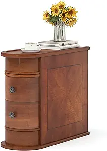 Wood End Table With 2 Drawers Sofa Side Table, No Assembly Required Vint... - $378.99