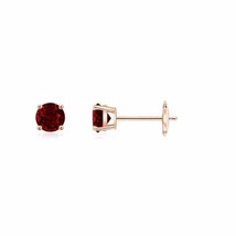 Authenticity Guarantee 
Angara Natural 3mm Ruby Classic Earrings in 14K Rose ... - £425.31 GBP