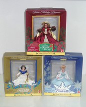 Disney Belle Snow White Cinderella Holiday Princess Doll Ornament Lot of 3 - £63.55 GBP