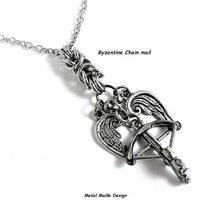 Crossbow Necklace Angel Wing Motorcycle Zombie Chain Link Daryl Handmade... - $21.00+