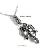Crossbow Necklace Angel Wing Motorcycle Zombie Chain Link Daryl Handmade Jewelry - £16.72 GBP - £23.89 GBP