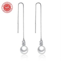 925 Sterling Silver beautiful earrings with Pearl and Cubic Zirconia DLES103 - £11.91 GBP