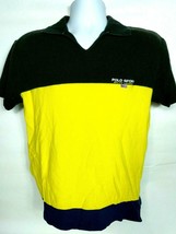 Vtg 90s Ralph Lauren Polo Sport Mens V Neck Shirt Small Black Yellow Colorblock  - £38.52 GBP