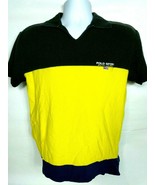Vtg 90s Ralph Lauren Polo Sport Mens V Neck Shirt Small Black Yellow Col... - £37.76 GBP