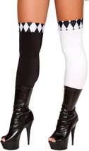 Jester Thigh High Stockings Leggings Costume Black White Argyle Diamonds ST4673 - £12.19 GBP