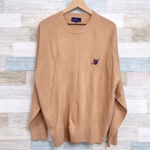 POLO Ralph Lauren Pure Cashmere Sweater Tan Golf Shield Logo Vintage Men... - £158.26 GBP