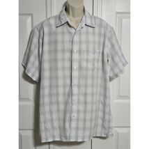 Haggar Mens XL Short Sleeve Plaid Button Down Shirt White Blue Casual Ca... - $14.85