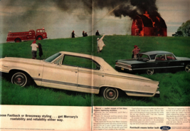 Vintage 1964 Mercury Maradura Two Page Original Color Ad Fire dept burni... - £19.27 GBP