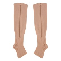 1 Pair Unisex Open Toe Compression So Knee Length Zipper Up Calf Leg Anti-Fatigu - £81.61 GBP