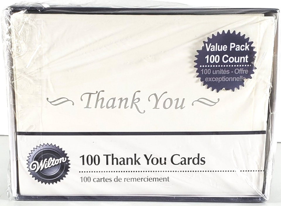 Wilton 100 Count Thank You Cards & Envelopes Simple Yet Elegantly Designed NIB - £14.90 GBP