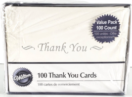 Wilton 100 Count Thank You Cards &amp; Envelopes Simple Yet Elegantly Design... - $18.95
