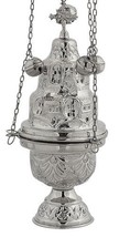 Nickel Plated Christian Church Thurible Incense Burner Censer (9392 N) - £72.35 GBP