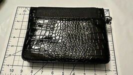 Clutch Purse Wristlet faux gator look black - $11.83