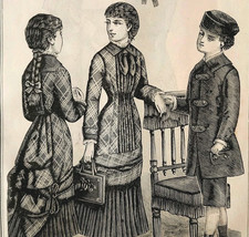 1881 Wood Engraving Victorian Children&#39;s Fashion For October Fall Autumn DWQQ19 - £31.53 GBP