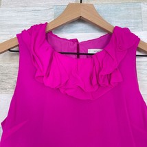 J Crew Gabby Silk Sleeveless Blouse Neon Pink Crinkle Chiffon Ruffle Womens 2 - £19.45 GBP