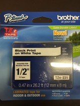 factory genuine Brother P touch TZe 231 1/2&quot; Black Print on White Tape T... - £19.69 GBP
